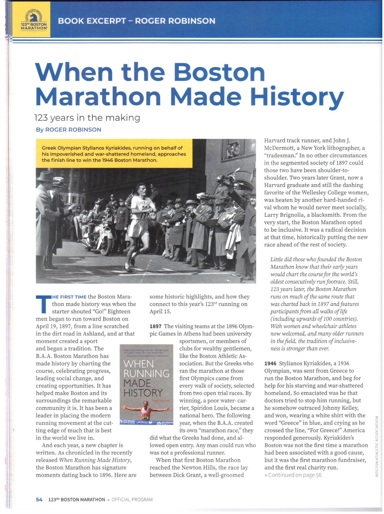 When Running Made History Featured in Boston Marathon Program Syracuse University Press